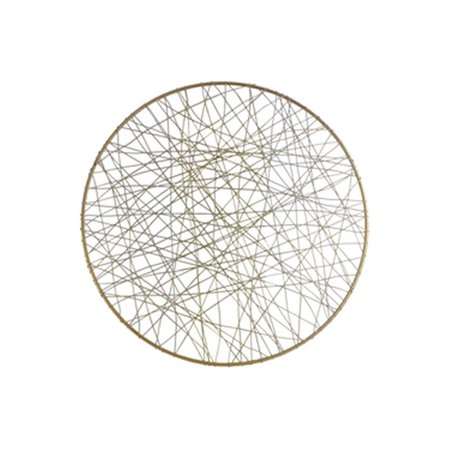 H2H Metal Round Wall Art with Abstract Lines Design, Gold - Large H22502678